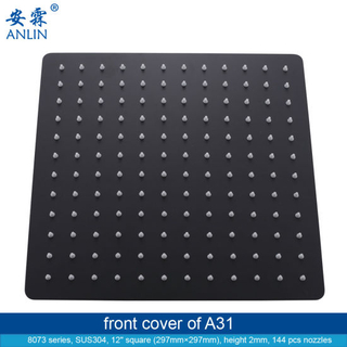 Black 12 Inch Luxury Stainless Steel Rainfall Shower Head